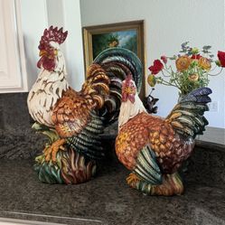 Intrada Rooster with Hen. $550 for Pair. Made in Italy. Like new.