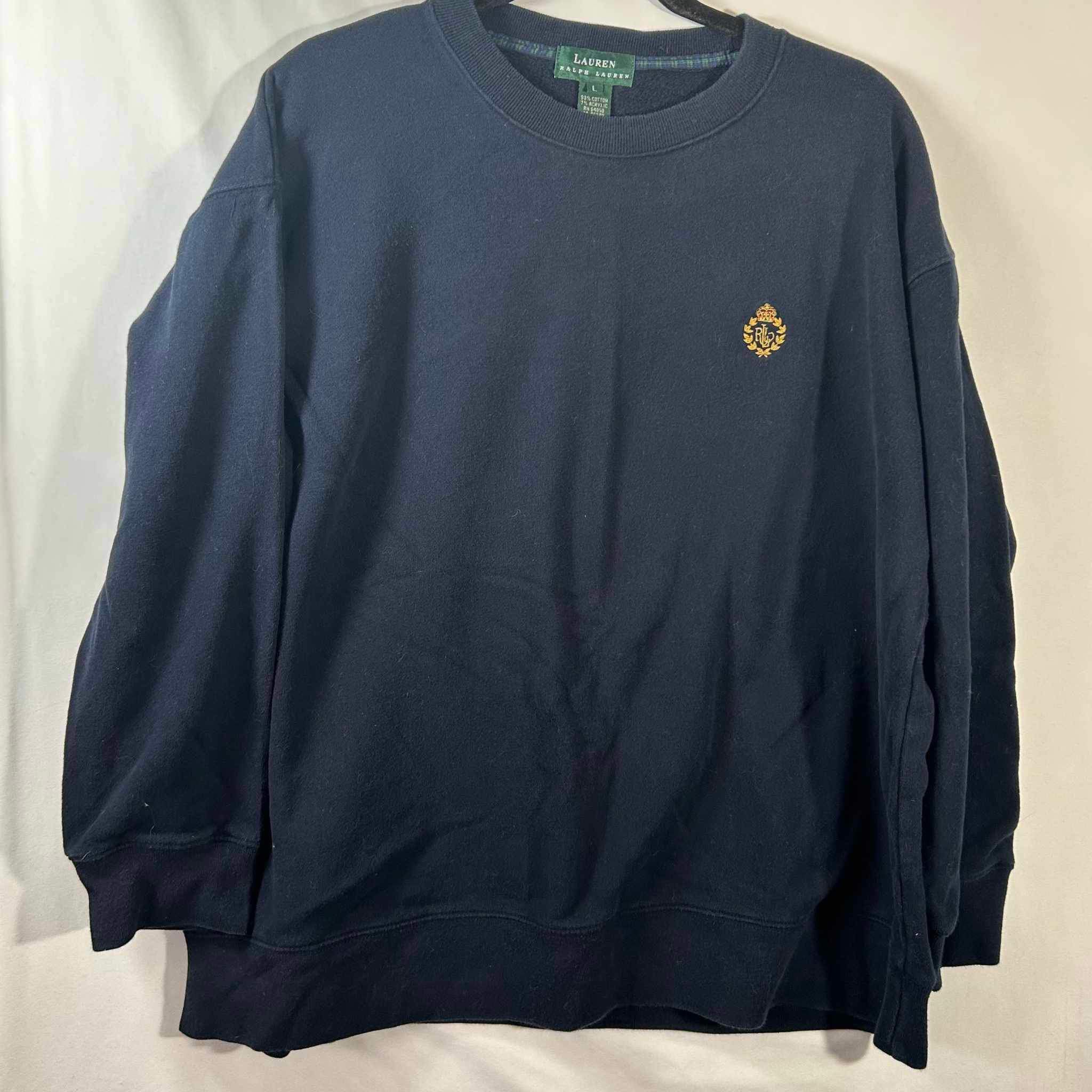 Polo Ralph Lauren Green Tag Embroidered Logo Crewneck Sweatshirt Navy Size Large