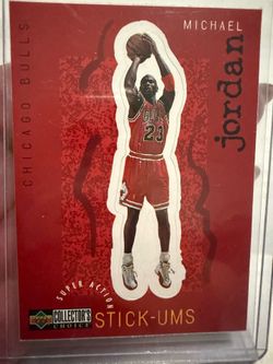 1997 Upper Deck Collector's Choice "Stick-Ums" Super Action Michael Jordan insert card (Card #S30)