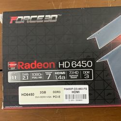Force3d AMD Radeon HD 6450 Full HD HDMI DVI VGA DDR3 2GB PCI-E Graphics Video Card NEW 