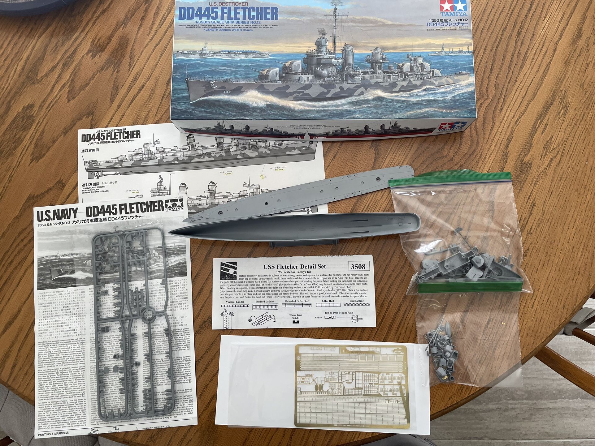 Tamiya 1/350 DD445 Fletcher Model Kit, With Tom’s Modelworks Photoetch Set
