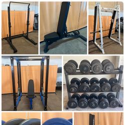 Gym Equipment, Olympic Weight Plate Bench, Chest, Smith Machines Home Leg Press Dumbbell Rack Power Squat Curl Extension Bar