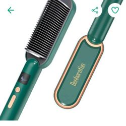 Benherofun Hair Straightener Brush Enhanced Ionic Straightening Green - NEW 