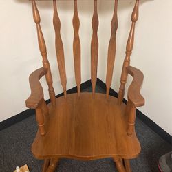 Solid Teak Rocking Chair With Engraved Design. Made In Thailand. 