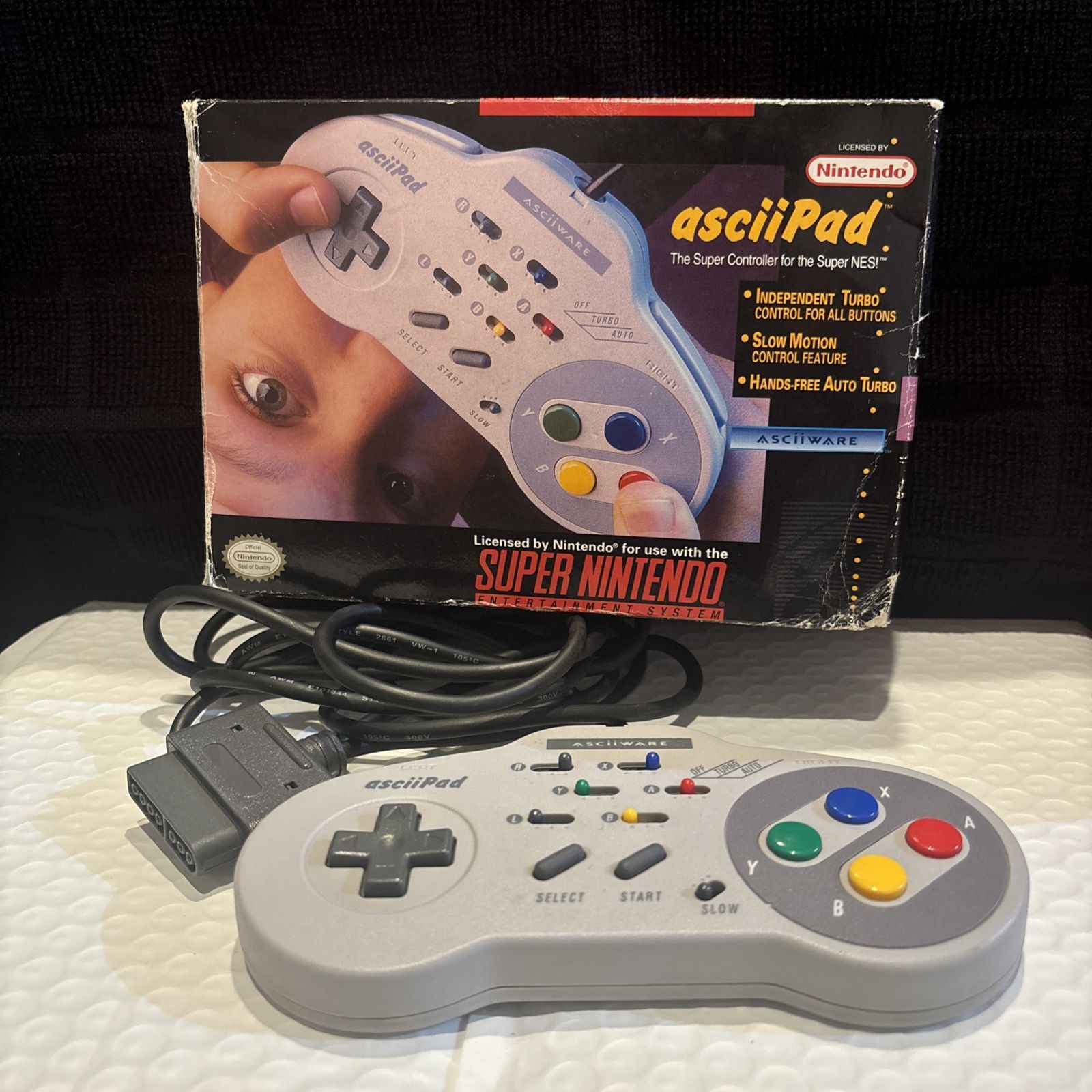 1991 asciiPAD SNES Super Controller Super Nintendo ASCIIWARE Turbo Control CIB