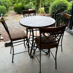 High Top Wood Dining Set - 4 Chairs and Table
