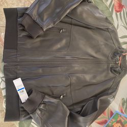 Brand New With Tags, Mens Calvin Klein Brown Leather Jacket. Size XL