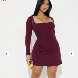 Mini dress in color light brown 
