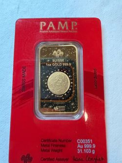 PAMP 1 Oz Gold Bar