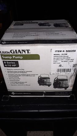 New Little Giant Sump Pump 4/10 HP