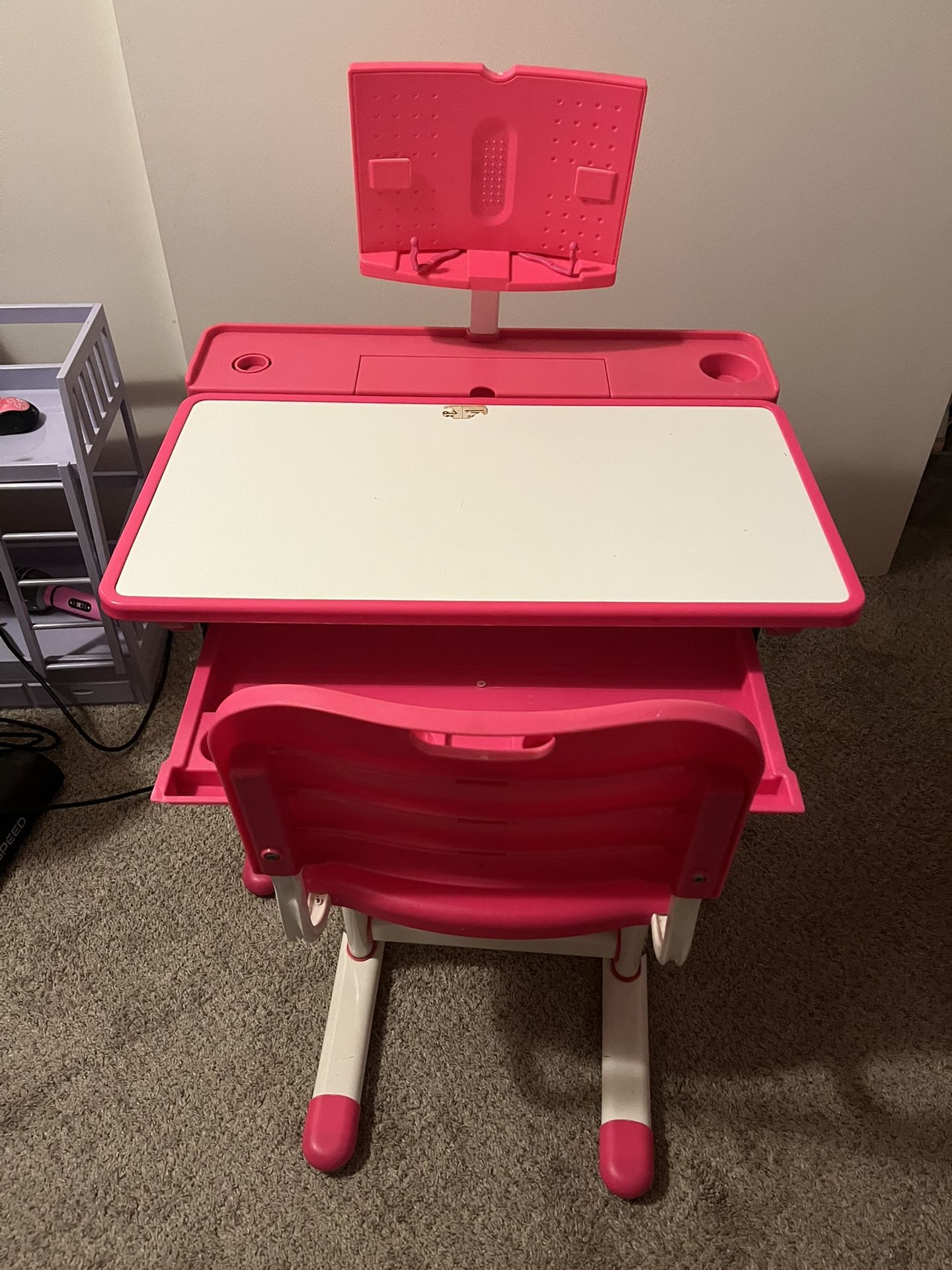 Pink Kids Desk With Chair