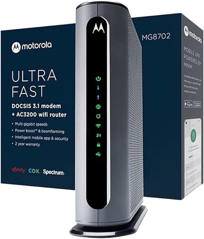 Motorola Ultra Fast Docsis 3.1 Cable Modem +AC3200 WiFi Router