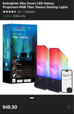 Enrighten Vibe Smart LED Galaxy Projectors-RGB Titan Towers Gaming Lights brand new $40 obo
