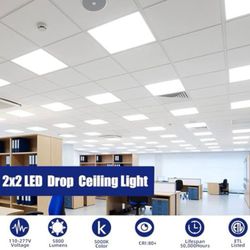 LifSunLit 6PCS 2x2 LED Flat Panel Light, 45W 5000K Recessed Edge-Lit 2x2 LED Drop Ceiling Light, 5800lm Lay in Fixture for Office,110-277V, 0-10V Dimm