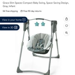 Graco slim spaces compact baby swing! Brand New! In Box! Never Opened! Space Saving Design. Gray Infant. $65 OBO
