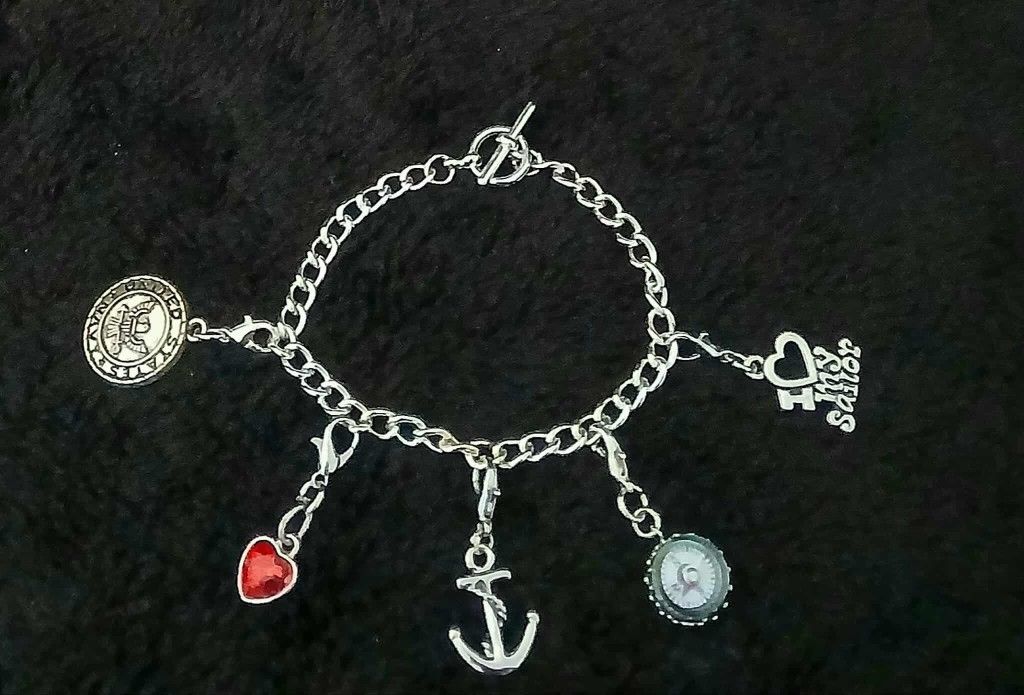 Personalized Navy Mom Charm Bracelet