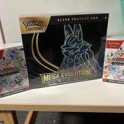 Two Prismatic Evolutions Booster Bundles Sealed and One Mega Evolution ETB Box