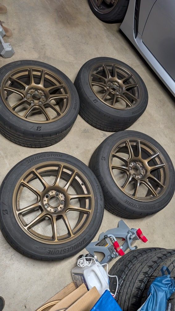 (5) Konig Heliogram 17x8.5 5x100 +38, 225/45/17 Bridgestone Potenza Race