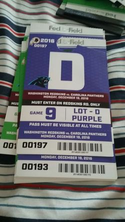 Redskins Panthers Parking Pass