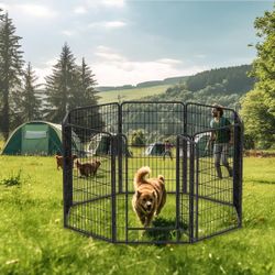 8 Panels Heavy Duty Metal Playpen with door - 39.37”H