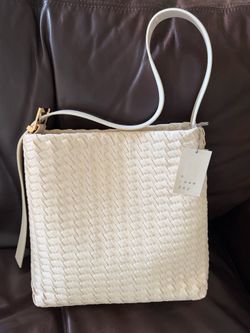 NEW A New Day Woven Winged Tote Bag Cream White