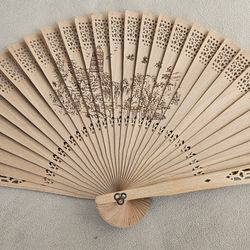 Vintage Wooden Panel Double-Sided Fan 8" L