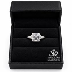 925 Sterling Silver 2.00CT MOISSANITE emerald Cut Engaged Ring Size 6