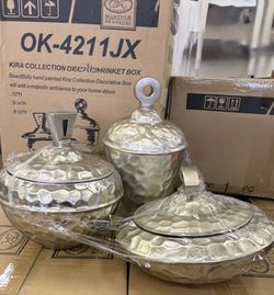 3-Piece Silver Trinket Box Set