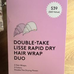 Nordstrom Exclusive Double-Take Lisse Rapid Dry Hair Wrap Duo – New in Box