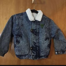 BLUE DENIM SHERPA JACKET.   KIDS GAP SIZE 4.  