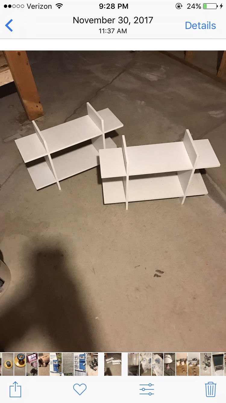 Two white shelves