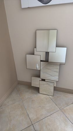 Modern Asymmetrical Wall Mirror Set / Abstract Multi-Panel Mirror Decor