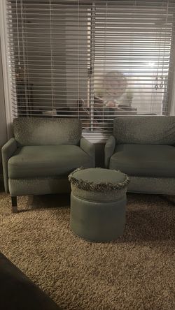 Pair of Green Upholstered Accent Chairs