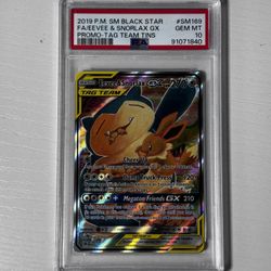 Eevee & Snoralx Gx Tag Team Sm169 PSA 10 Pokemon Card