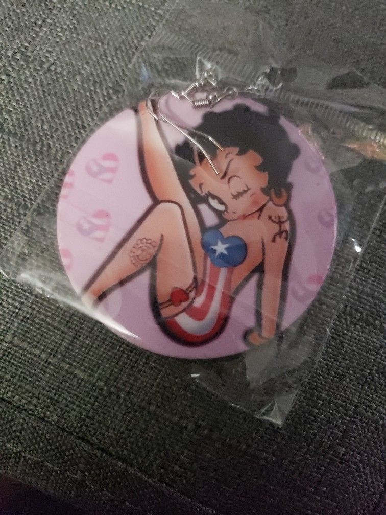 Puerto Rico Betty Boop Wood Earrings