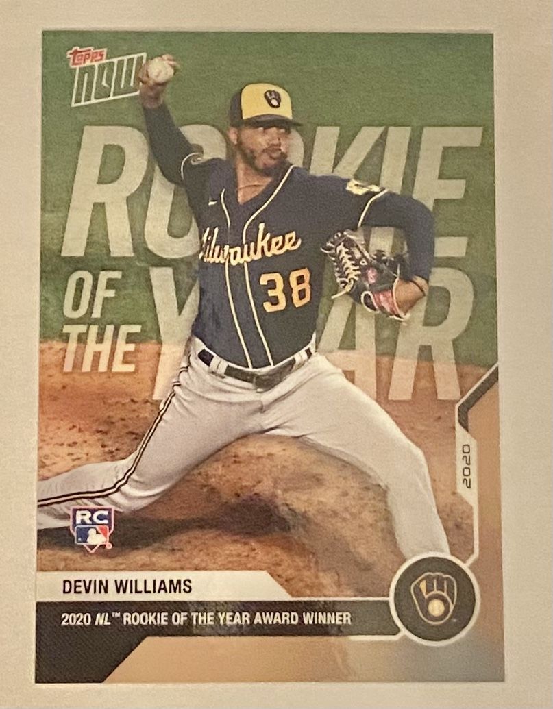 2020 Topps Now Devin Williams Rookie of the Year - Yankees