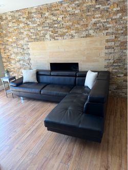 FREE DELIVERY 🚚 Modern Black Leather Luxury Sectional Sofa