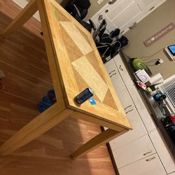 Butcher block Table With Ceramic Tiles 