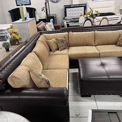 “L” Shape Sectional with ottoman 🔥🔥