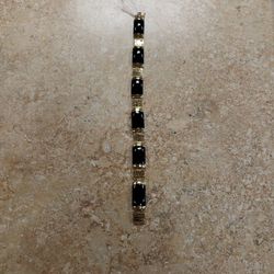 14k Yellow Gold Onyx Bracelet 7"