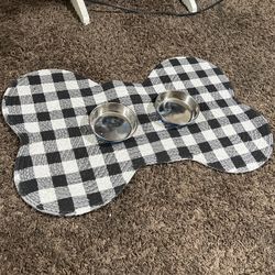 Brand New Dog Mat And Small Bowls 