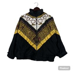VINTAGE 80S LAUREN BROOKE BAROQUE PRINT WINDBREAKER SZ  SMALL 