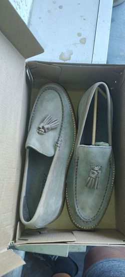 Light Green Suede Tassel Loafers