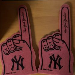 2 pink NY Yankees foam fingers (Tribeca Manhattan)