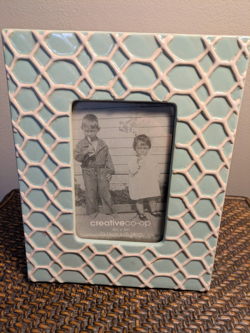 Aqua Green & White Ceramic Photo Frame 8 X 10