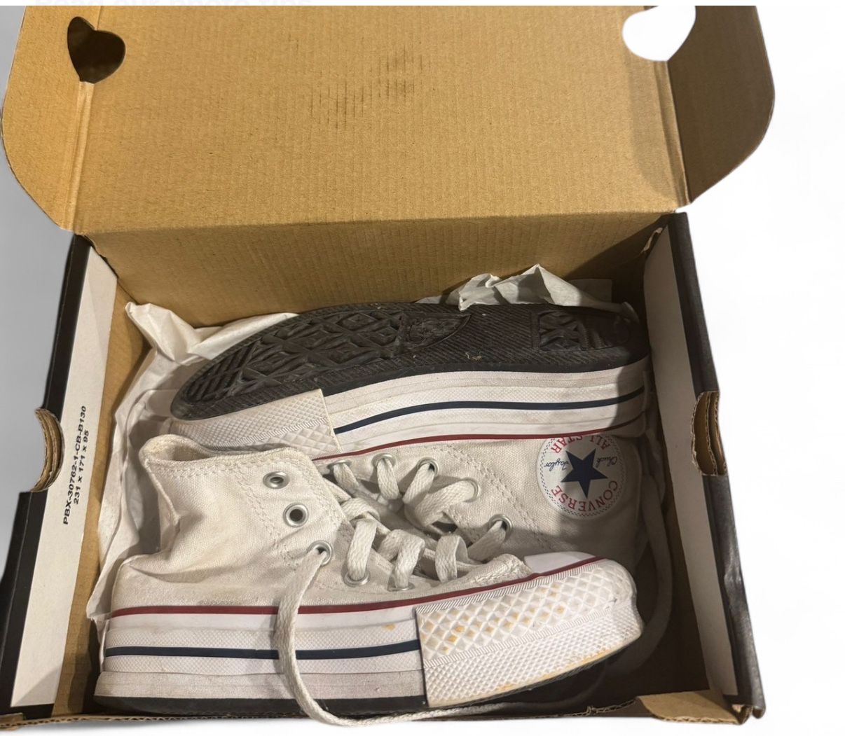 Converse Chuck Taylor Youth Size 11 Sneakers – White Garnet Navy – Worn Once