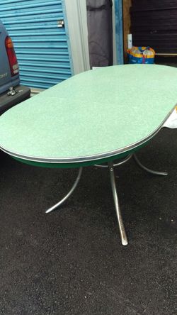 1950 green Formica & chrome table Pedistle Legs. 