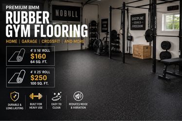 $160 | 8mm Gym Flooring Rolls | Rubber Garage Flooring