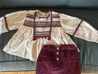 Zara Outfit Skirt Blouse Size 7/8