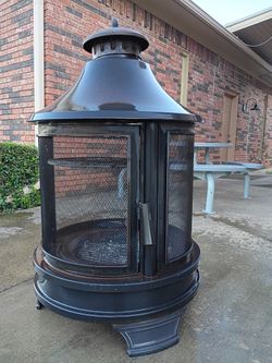 🔥🪵 Outdoor Wood Burning Fire Pit w/ Cast Iron Grill! 🪵🔥